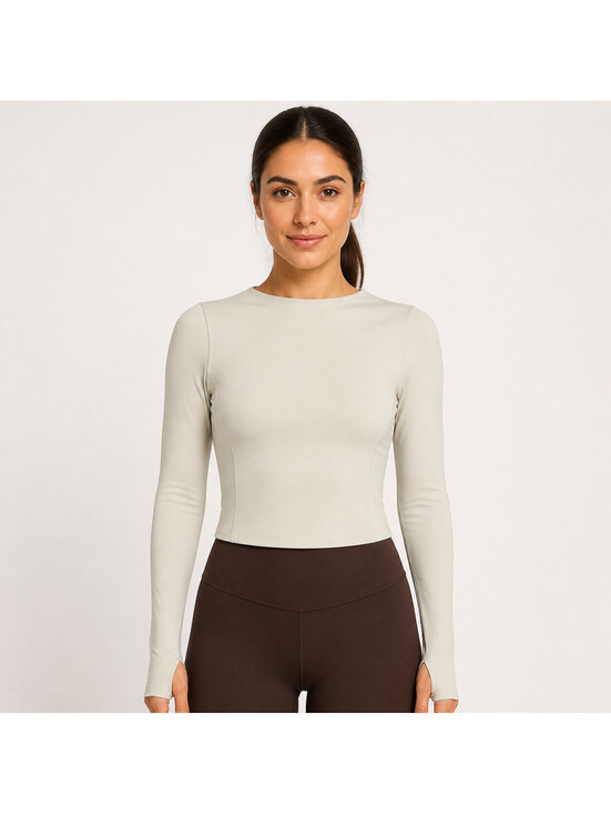 Nike Tops - Nike Zenvy Women's Dri-FIT Long Sleeve Top Light Orewood S(Asia M) FN3023-104